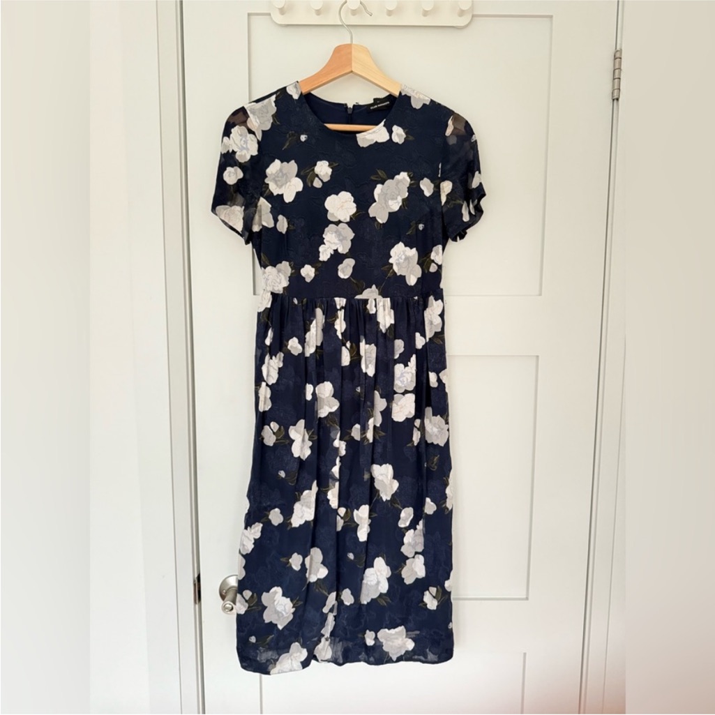 Club Monaco Floral Navy Dress